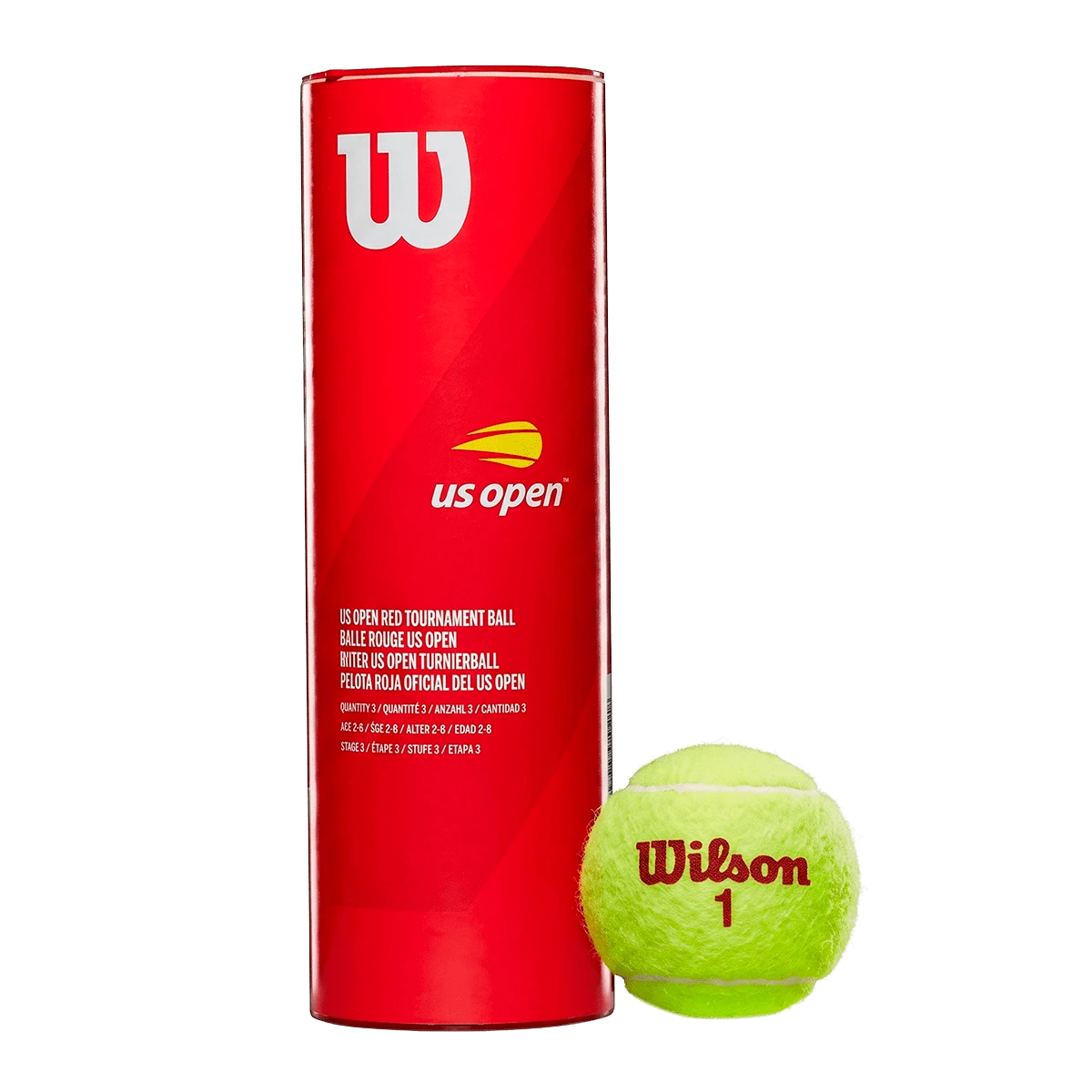 Bolinha/bola de tênis de campo estágio 3 (vermelha 75%) iniciantes Wilson US Open - tubo com 3 und