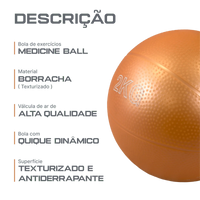 Bola de exercícios (medicine ball econômica) de pvc com areia 2kg laranja Pista e Campo