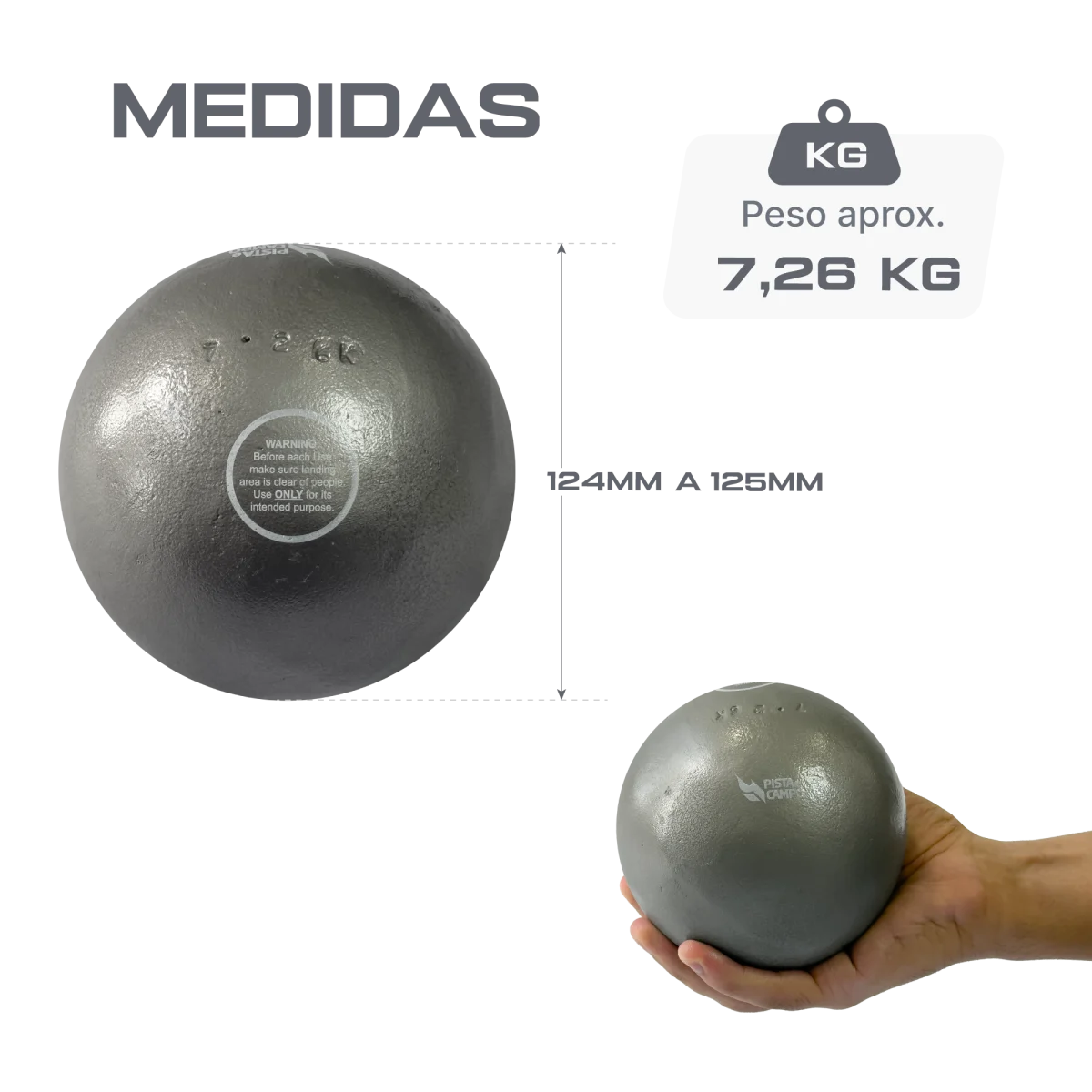 Peso de ferro 7,26kg Pista e Campo