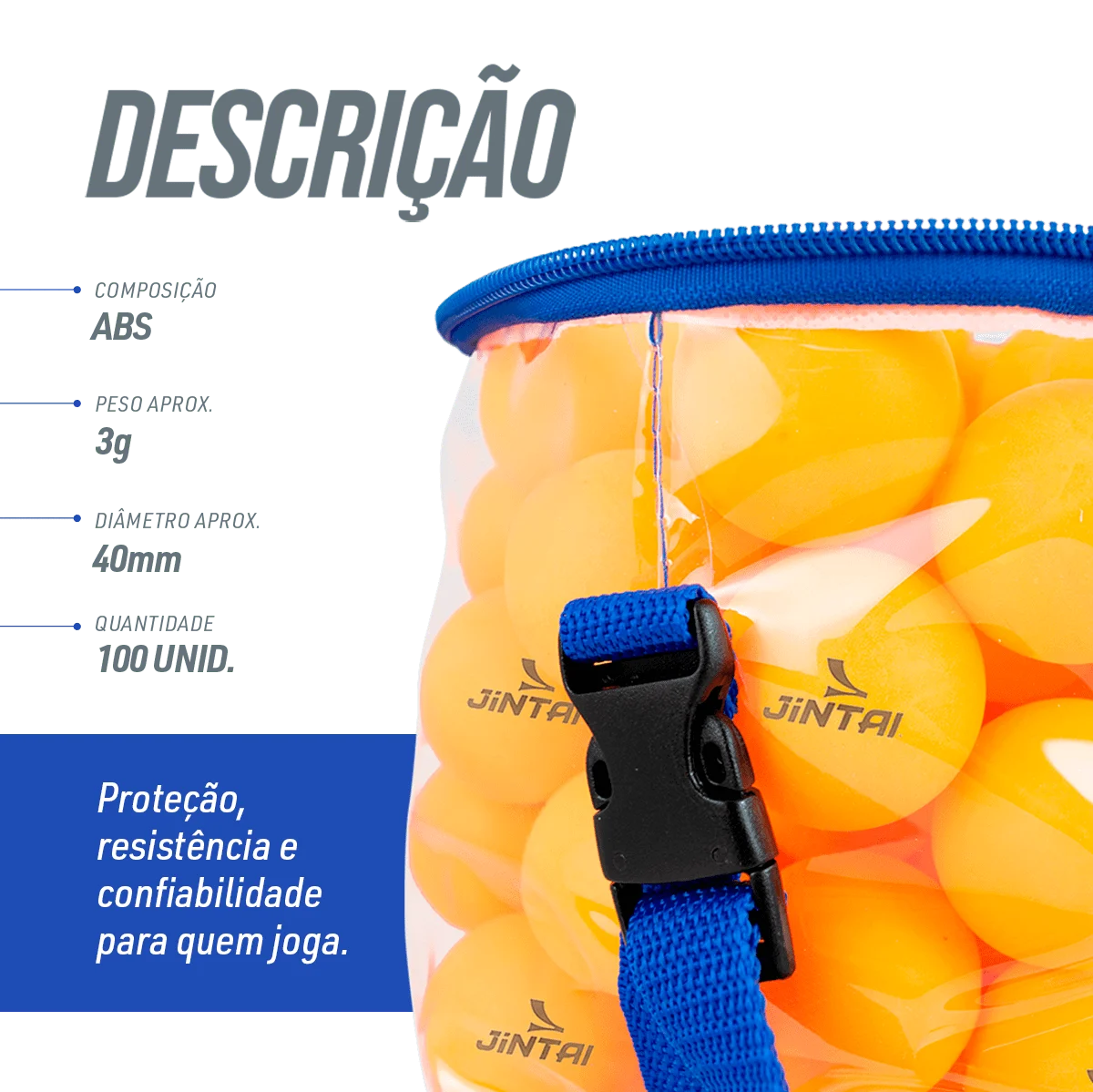 Bolinha de tênis de mesa treinamento Pista e Campo - saco com 100 und - branca