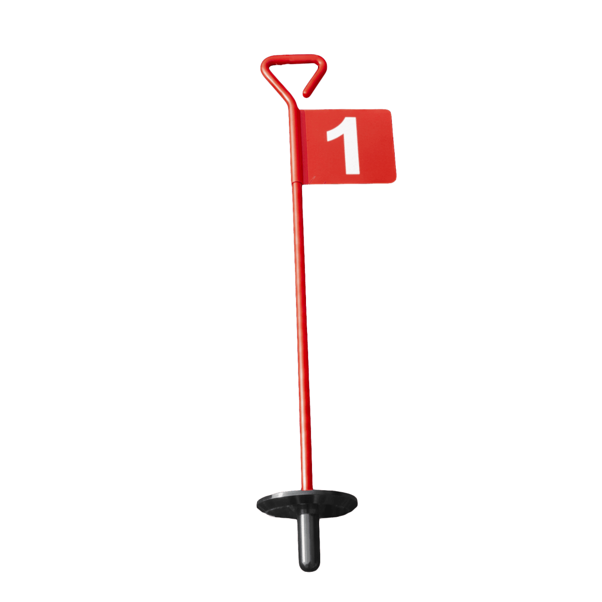 Bandeirolas numeradas de alumínio para minigolfe com prato para a bola (buraco) Pista e Campo - cnj com 9 und (1-9)