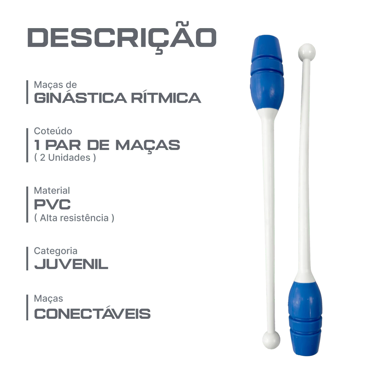 Maça oficial ginástica rítmica juvenil 40cm conectável Pista e Campo - Preto e Rosa