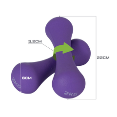 Conjunto 6 Halteres Neoprene 1, 2 e 3kg e Suporte Envolst