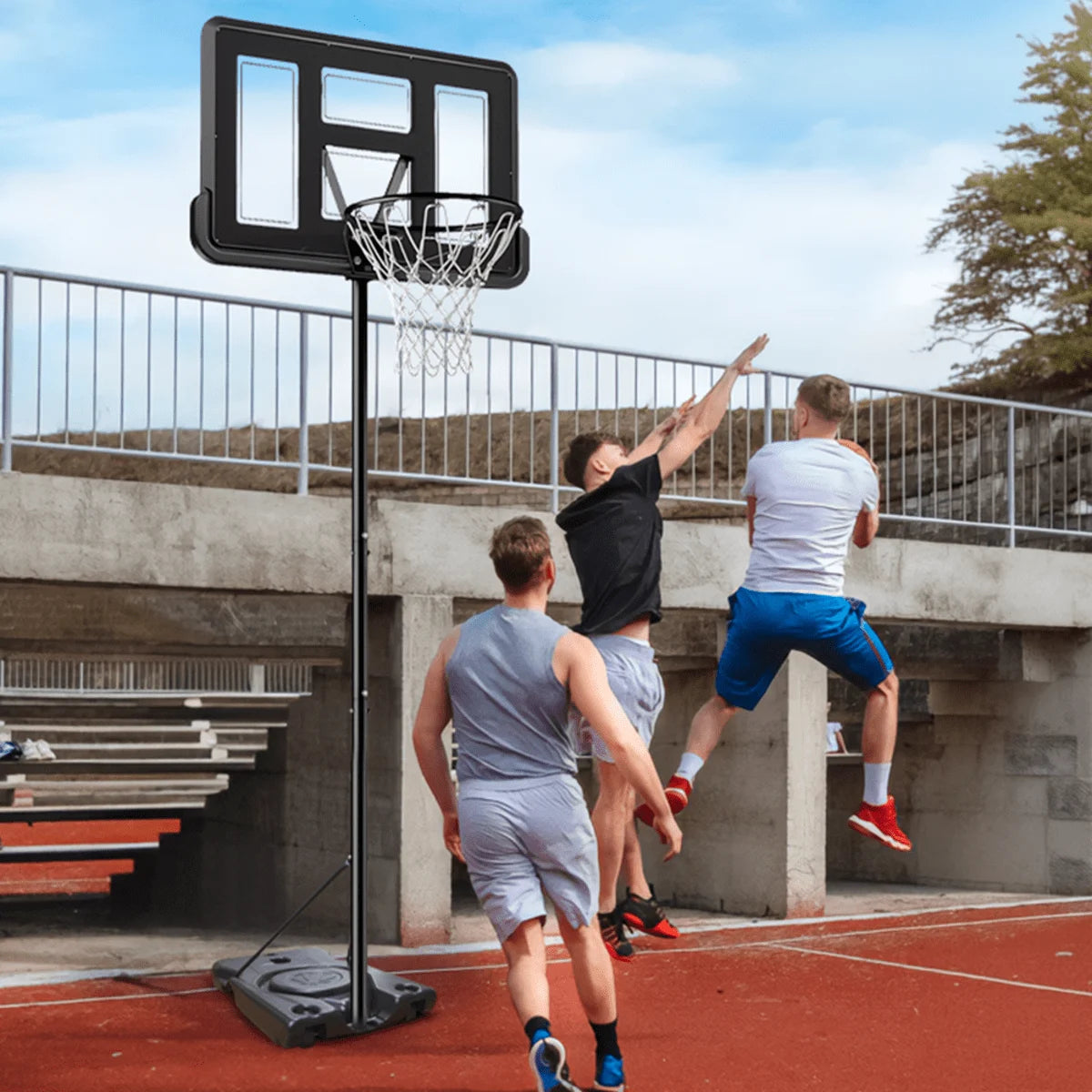 Tabela de basquete adulto móvel com poste, tabela de acrílico e aro Velden