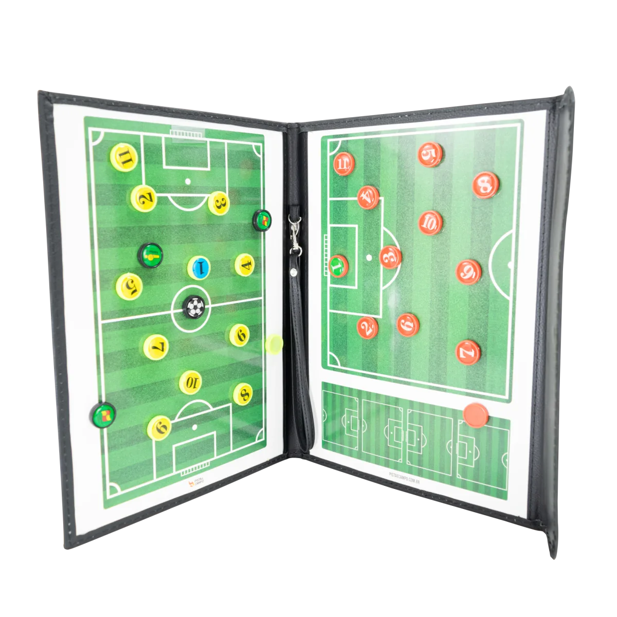 Prancheta tática magnética com caneta para treinamento de futebol Pista e Campo - Modelo pasta preta