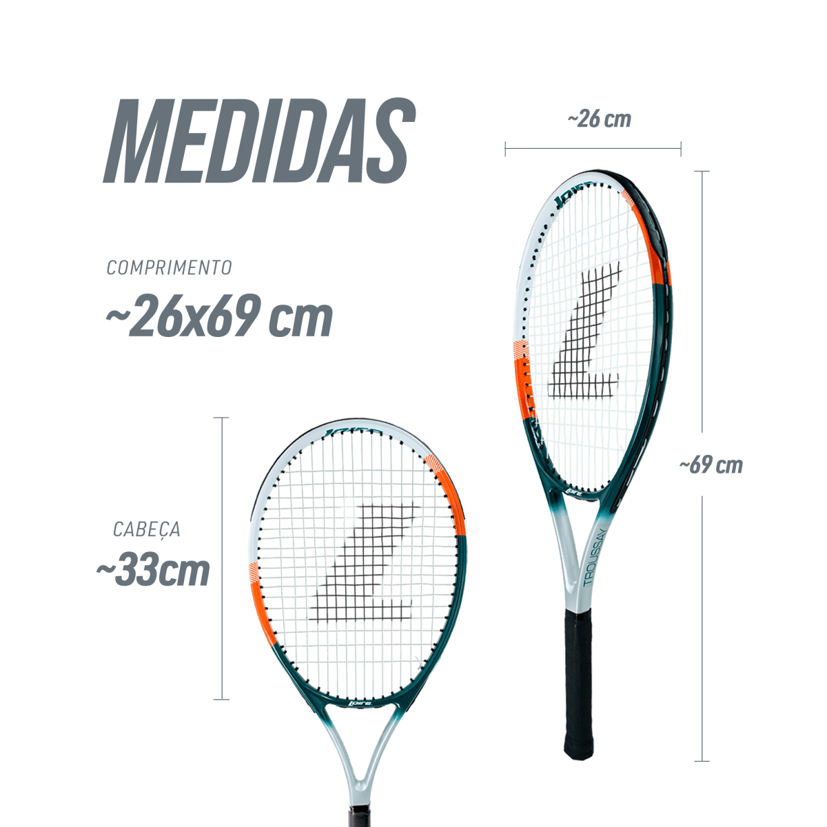 Raquete de Tênis 27" Adulto Troussay Encordoada Loire