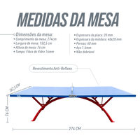 Mesa de tênis de mesa outdoor de fibra de vidro Pista e Campo