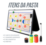 Prancheta tática magnética com caneta para treinamento de basquete Pista e Campo - Modelo pasta preta