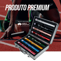 Bastão de revezamento de alumínio WA-IAAF premium Pista e Campo - cnj com 8 und (com maleta)