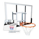 Tabela de basquete de parede quadro transparente de 120x80cm com aro e rede Velden