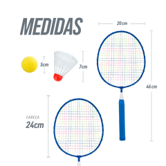 Kit de Badminton Infantil com 2 Raquetes, 1 Peteca e 1 Bola de Espuma Loire						