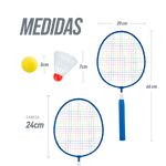 Kit de Badminton Infantil com 2 Raquetes, 1 Peteca e 1 Bola de Espuma Loire						