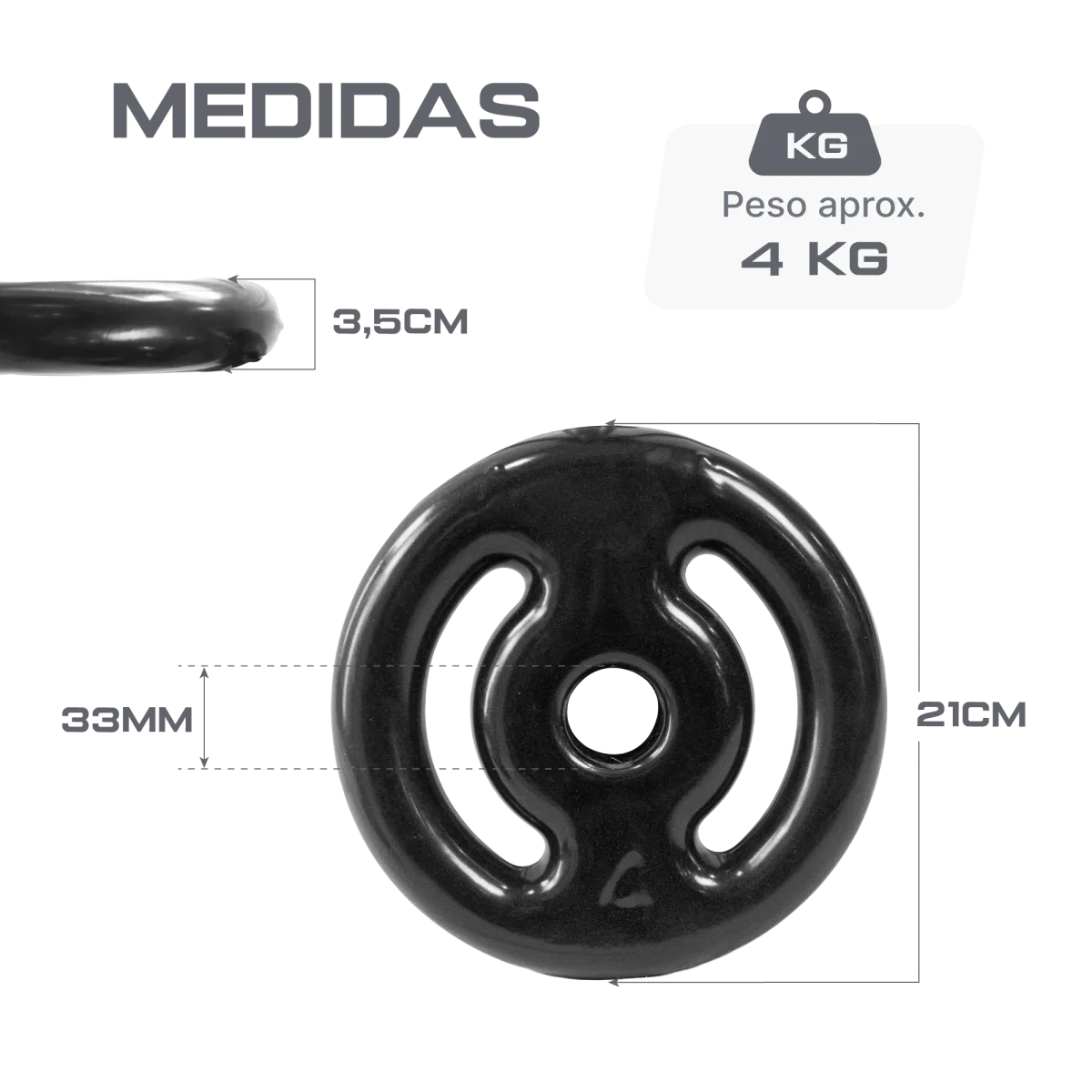 Anilha vazada revestida 4kg Pista e Campo