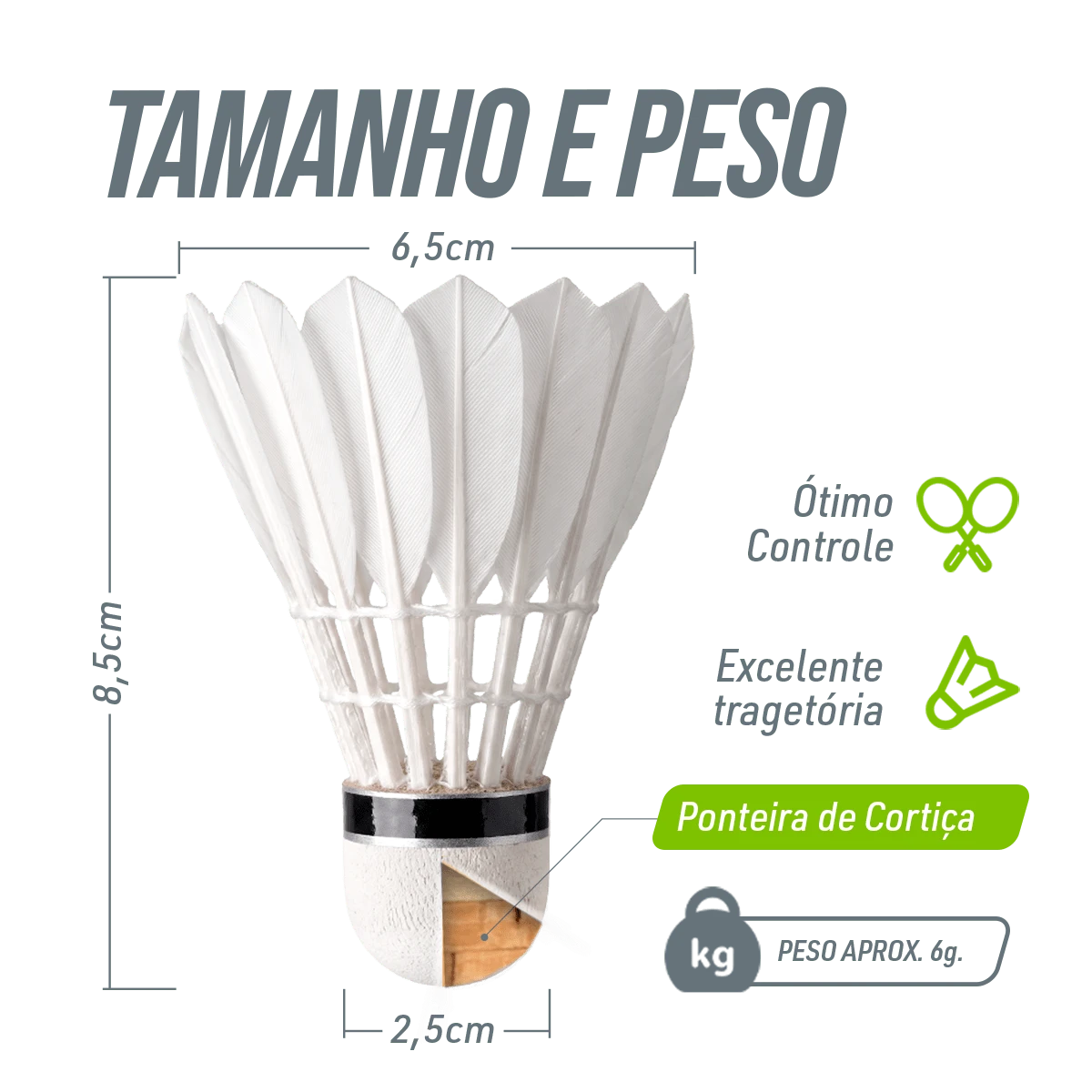 Peteca/volante de badminton com penas Vinex - cnj com 10 und