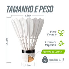 Peteca/volante de badminton com penas Vinex - cnj com 10 und
