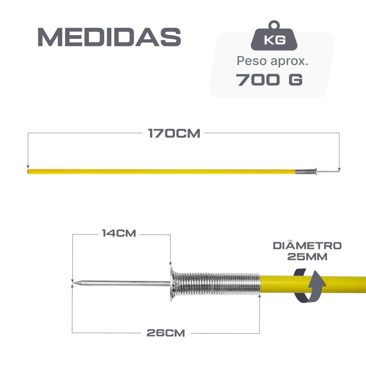 Baliza (slalom) com estaca reclinável de aço Velden