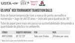 Bolinha/bola de tênis de campo estágio 3 (vermelha 75%) iniciantes Wilson US Open - tubo com 3 und