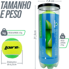 Bola de Tênis Estágio 1 Verde Infantil Tubo 3un Loire