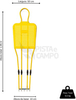 Boneco barreira para treinamento de falta no futebol de aço reclinável premium Pista e Campo