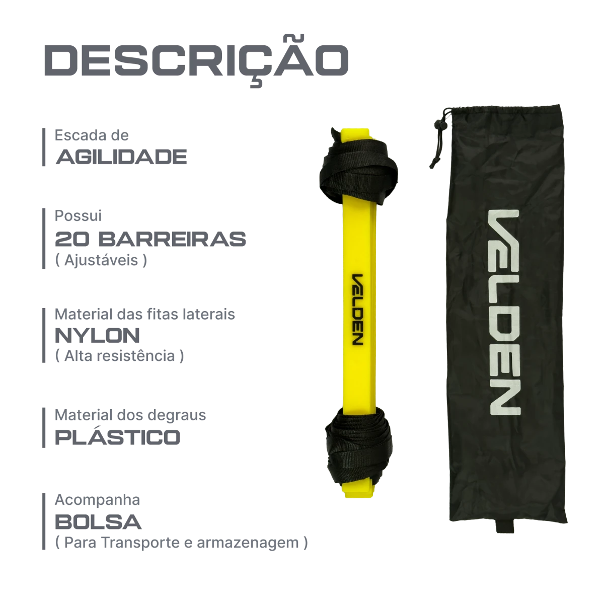 Escada de agilidade com degraus ajustáveis de plástico 10m de comprimento Velden