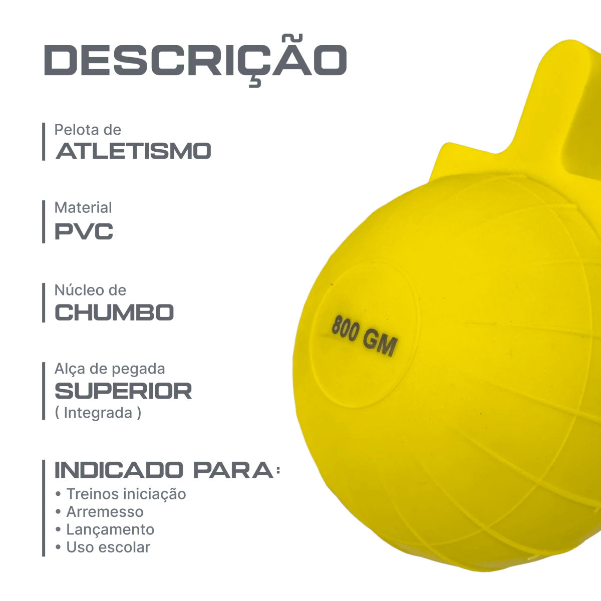 Pelota de PVC 800g Pista e Campo