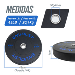Anilha Olímpica Bumper para Crossfit e LPO 45Lb Envolst