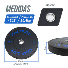 Anilha Olímpica Bumper para Crossfit e LPO 45Lb Envolst