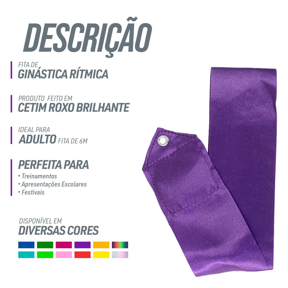 Fita Ginástica Rítmica Cetim 6m Gracios - Amarelo