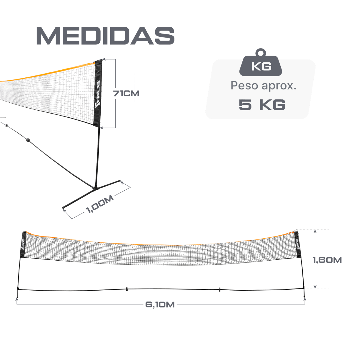 Postes com rede portátil para badminton e mini-tênis Loire