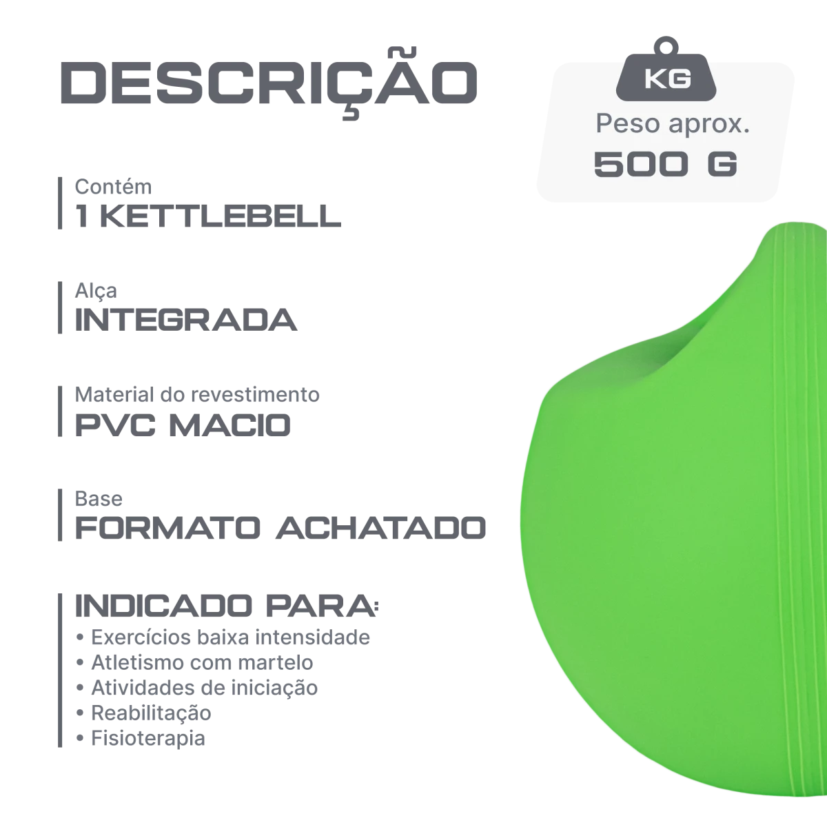 Kettlebell de PVC Macio 500g Pista e Campo