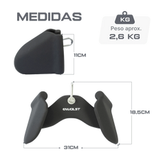 Kit Puxadores Anatômicos Revestido Musculação Envolst