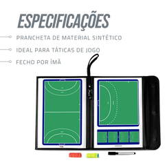 Prancheta tática magnética com caneta para treinamento de handebol Pista e Campo - Modelo pasta preta