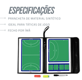 Prancheta tática magnética com caneta para treinamento de handebol Pista e Campo - Modelo pasta preta