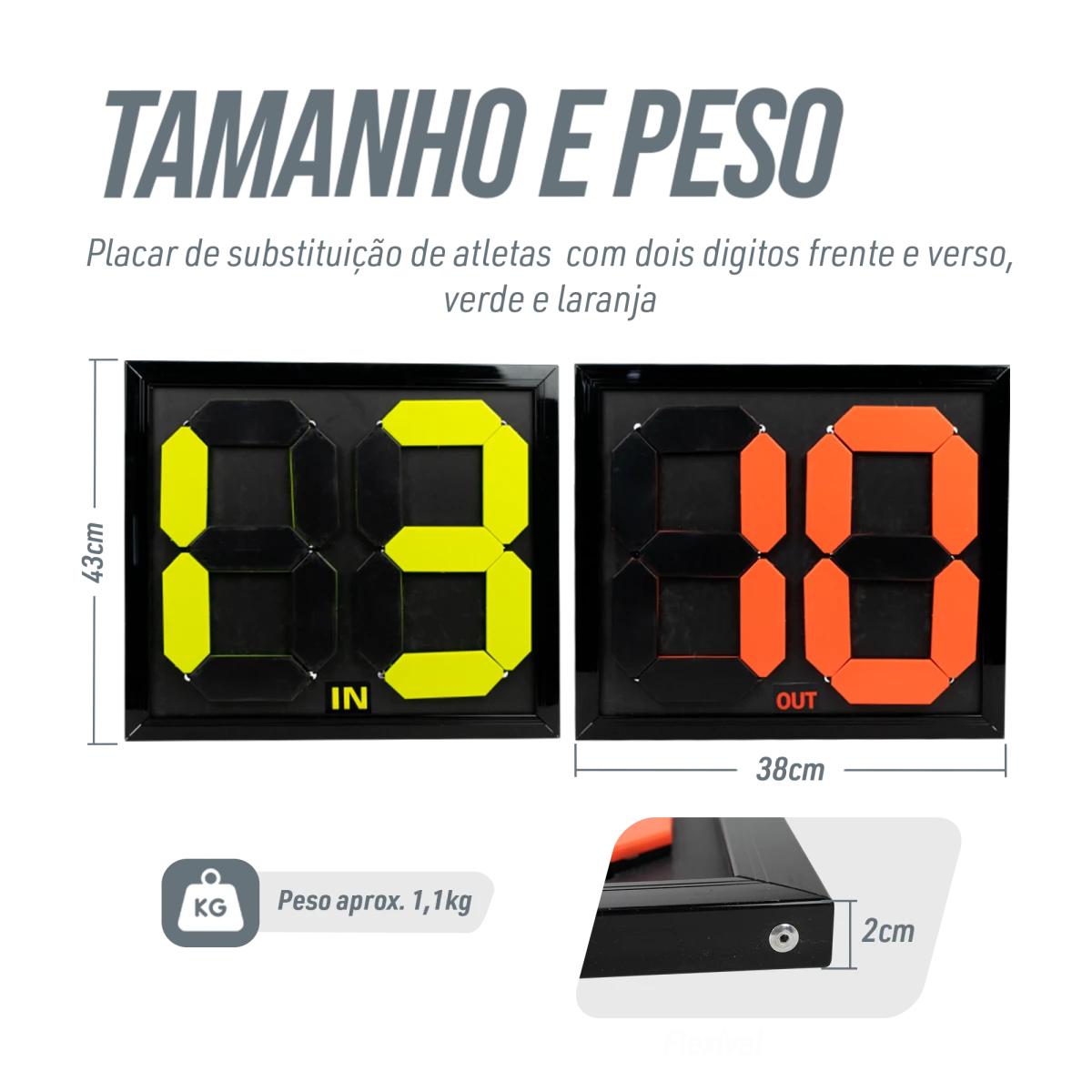 Placar de substituição dupla face 2 dígitos Velden