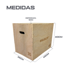 Caixa de Salto Plyo Box 3 em 1 Envolst 35x40x45cm 3 Alturas