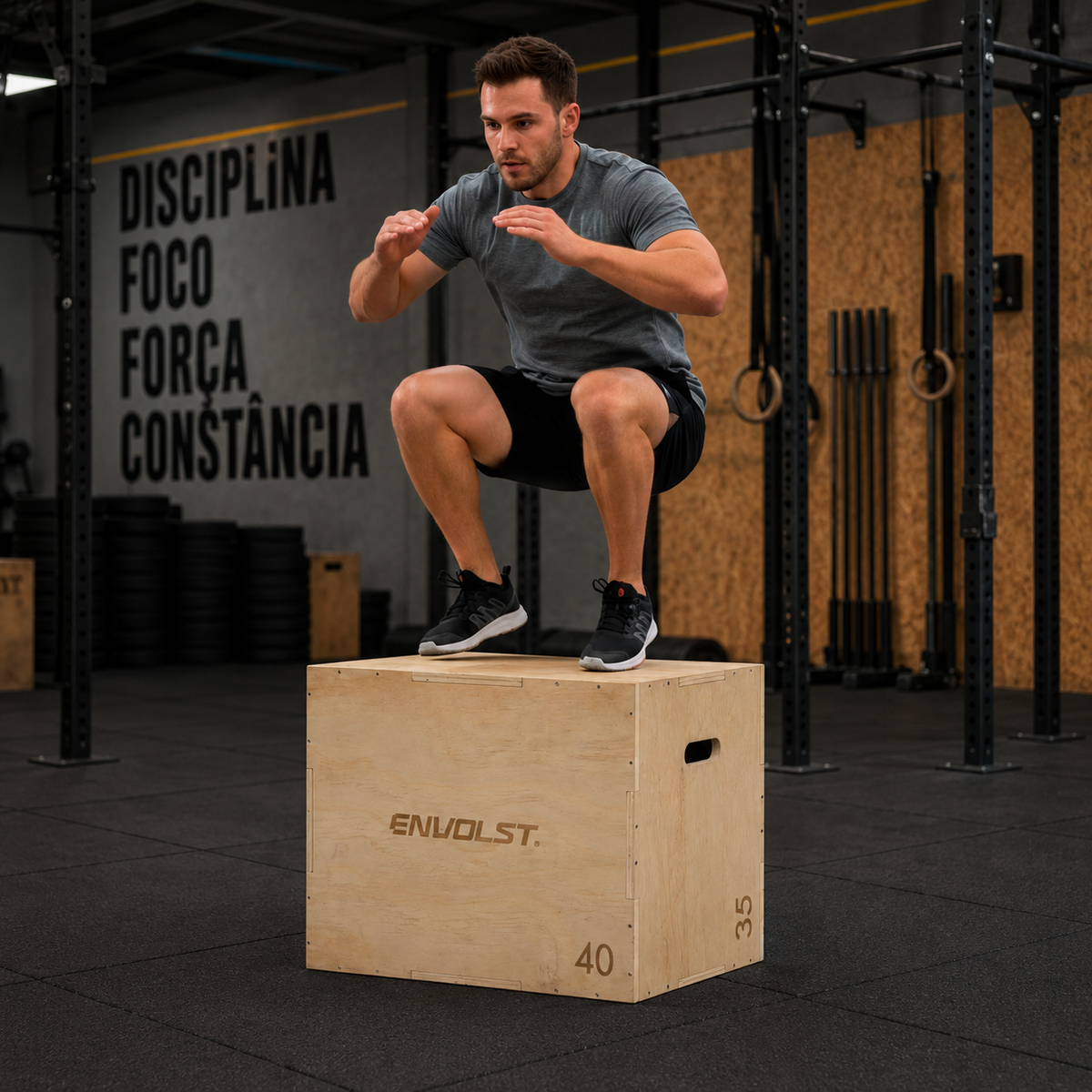Caixa de Salto Plyo Box 3 em 1 Envolst 35x40x45cm 3 Alturas