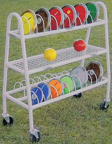 Carrinho para transporte armazenagem de pesos e discos Pista e Campo