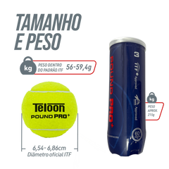 Bolas de Tênis Teloon POUND PRO + ITF tubo com 3 un.