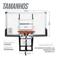 Tabela de Basquete de Parede Ajustável Aro 45cm Oficial Velden