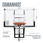 Tabela de Basquete de Parede Ajustável Aro 45cm Oficial Velden