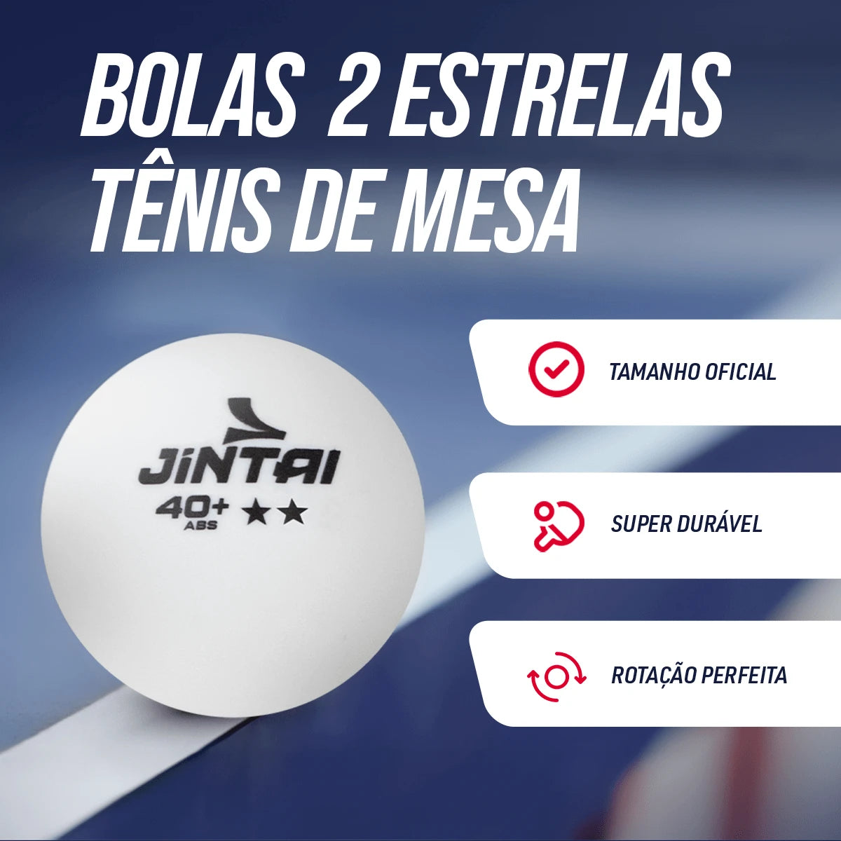 Bolinha de tênis de mesa 2 estrelas Jintai - cnj com 6 und