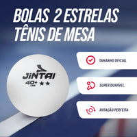 Bolinha de tênis de mesa 2 estrelas Jintai - cnj com 6 und