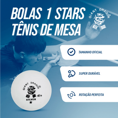 Bolinha de tênis de mesa 1 estrela Silver Giant Dragon - cnj com 6 und - BRANCA