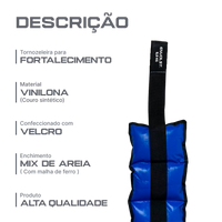 Tornozeleira caneleira em vinilona azul profissional 9kg Envolst - par