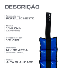 Tornozeleira caneleira em vinilona azul profissional 1kg Envolst - par