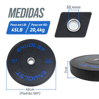 Kit 230Lb Anilhas Olímpicas Bumper Padrão IWF em Libras Envolst