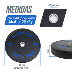 Kit 230Lb Anilhas Olímpicas Bumper Padrão IWF em Libras Envolst