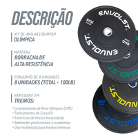 Kit 100kg Anilhas Olímpicas Bumpers Padrão IWF Envolst