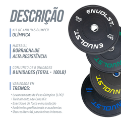 Kit 100kg Anilhas Olímpicas Bumpers Padrão IWF Envolst