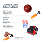 Tabela de basquete infantil móvel com poste, quadro plástico e aro Pista e Campo